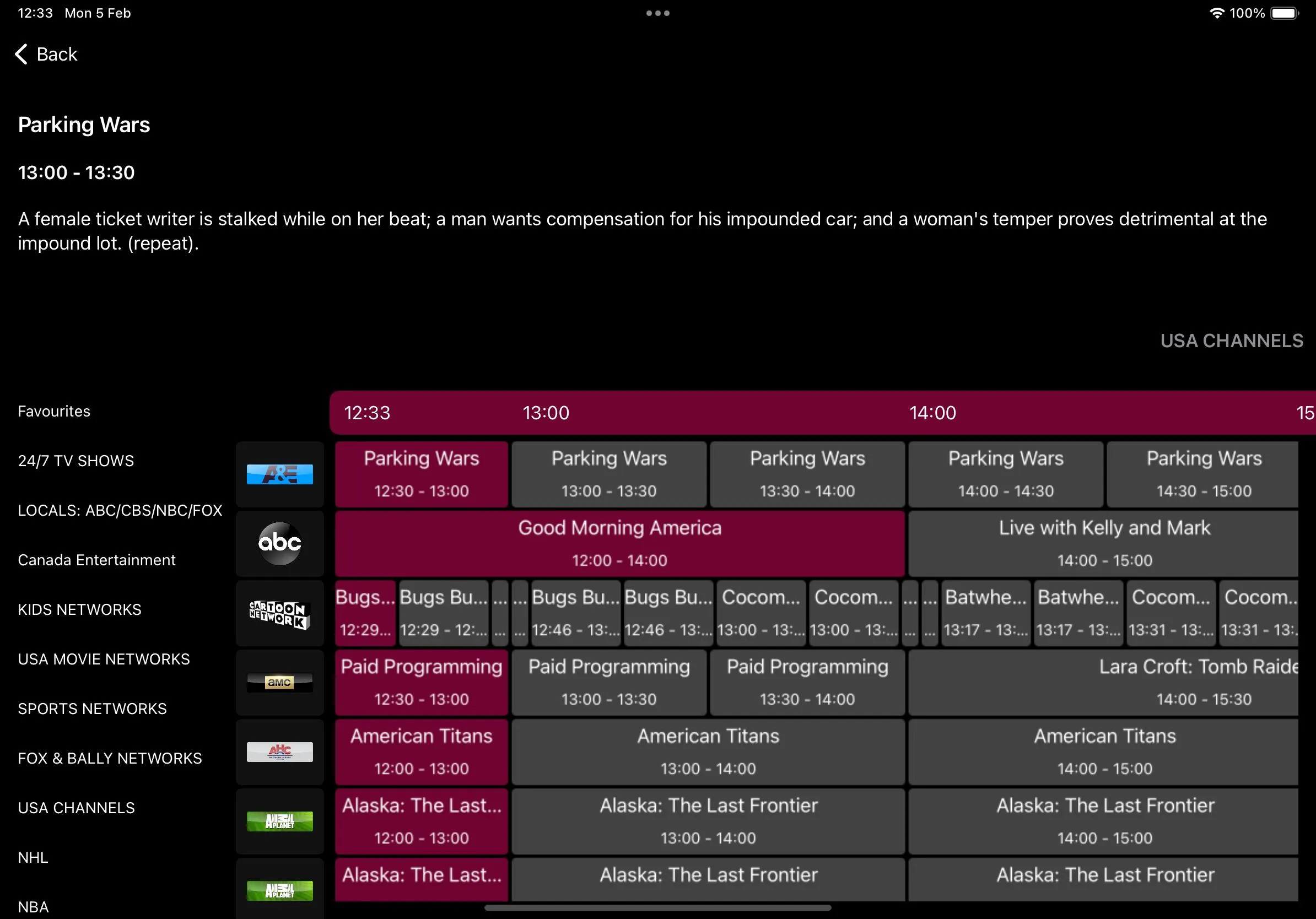 iPad EPG